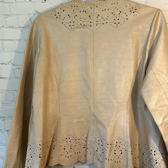 C Concept cream metallic leather laser cut jacket - Picture 8 of 11